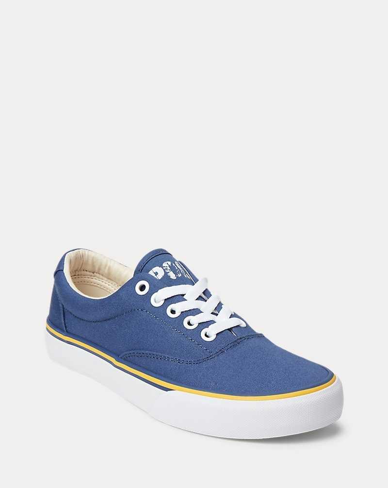 Tenis Ralph Lauren Logo Cotton Canvas Mujer Azul Marino | EXRFNTU-19 - vista 2
