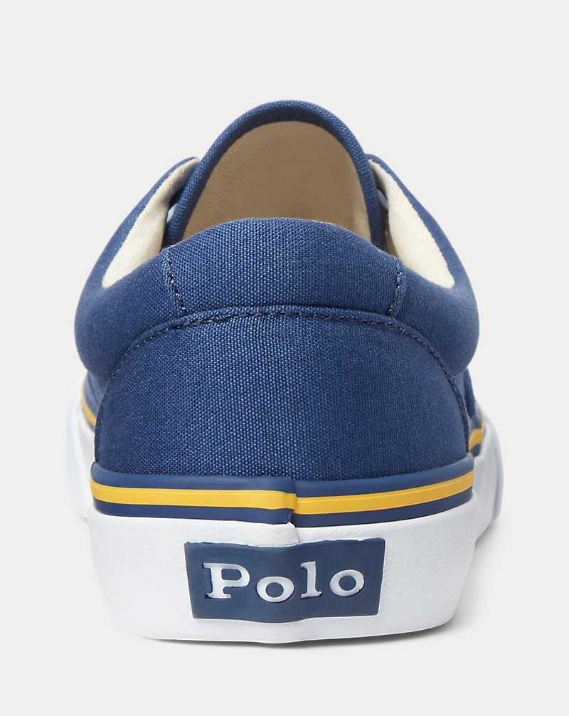 Tenis Ralph Lauren Logo Cotton Canvas Mujer Azul Marino | EXRFNTU-19 - vista 3