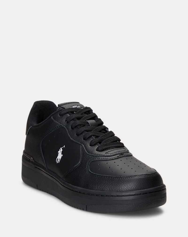 Tenis Ralph Lauren Masters Court Leather Hombre Black/Black/White Pp | FLCVKYU-05 - vista 2