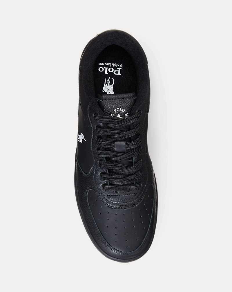Tenis Ralph Lauren Masters Court Leather Hombre Black/Black/White Pp | FLCVKYU-05 - vista 4