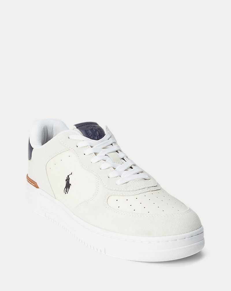Tenis Ralph Lauren Masters Court Leather-Suede Hombre Bianco/black/navy | AMBJQHX-95 - vista 2