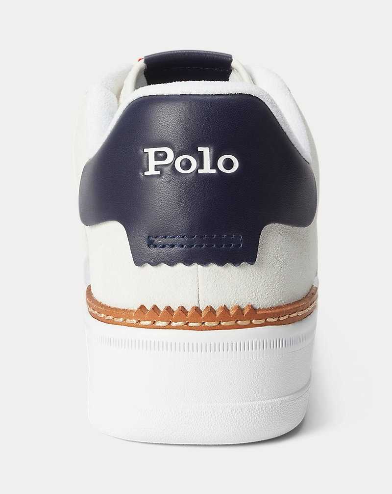 Tenis Ralph Lauren Masters Court Leather-Suede Hombre Bianco/black/navy | AMBJQHX-95 - vista 3