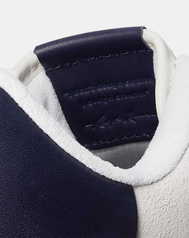 Tenis Ralph Lauren Masters Court Leather-Suede Hombre Bianco/black/navy | AMBJQHX-95 - vista 5