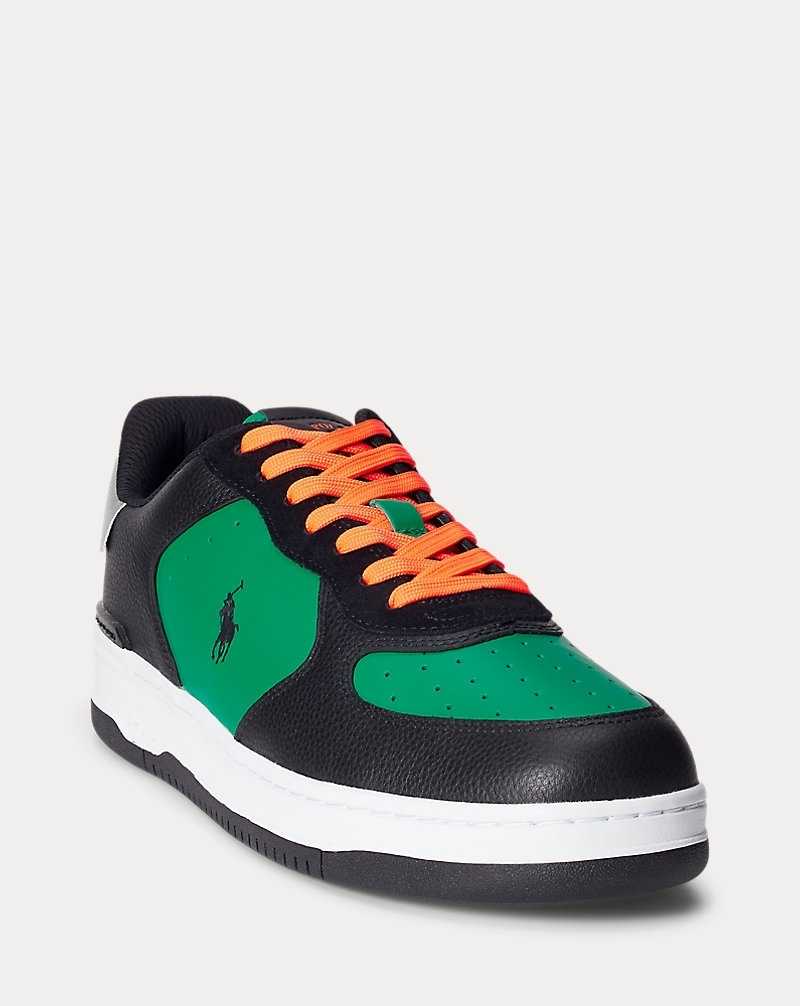Tenis Ralph Lauren Masters Court Leather Mujer Green/black/orange | THXBLDP-76 - vista 2