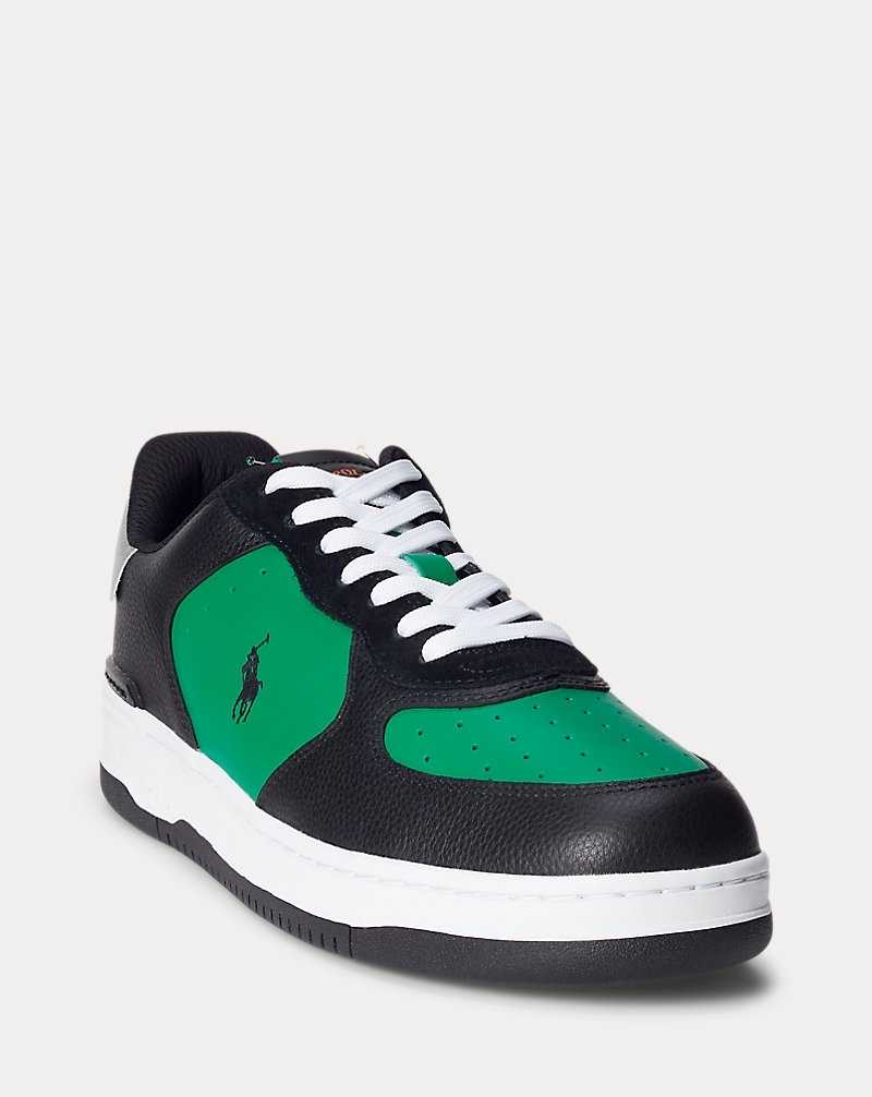 Tenis Ralph Lauren Masters Court Leather Mujer Green/black/orange | THXBLDP-76 - vista 5