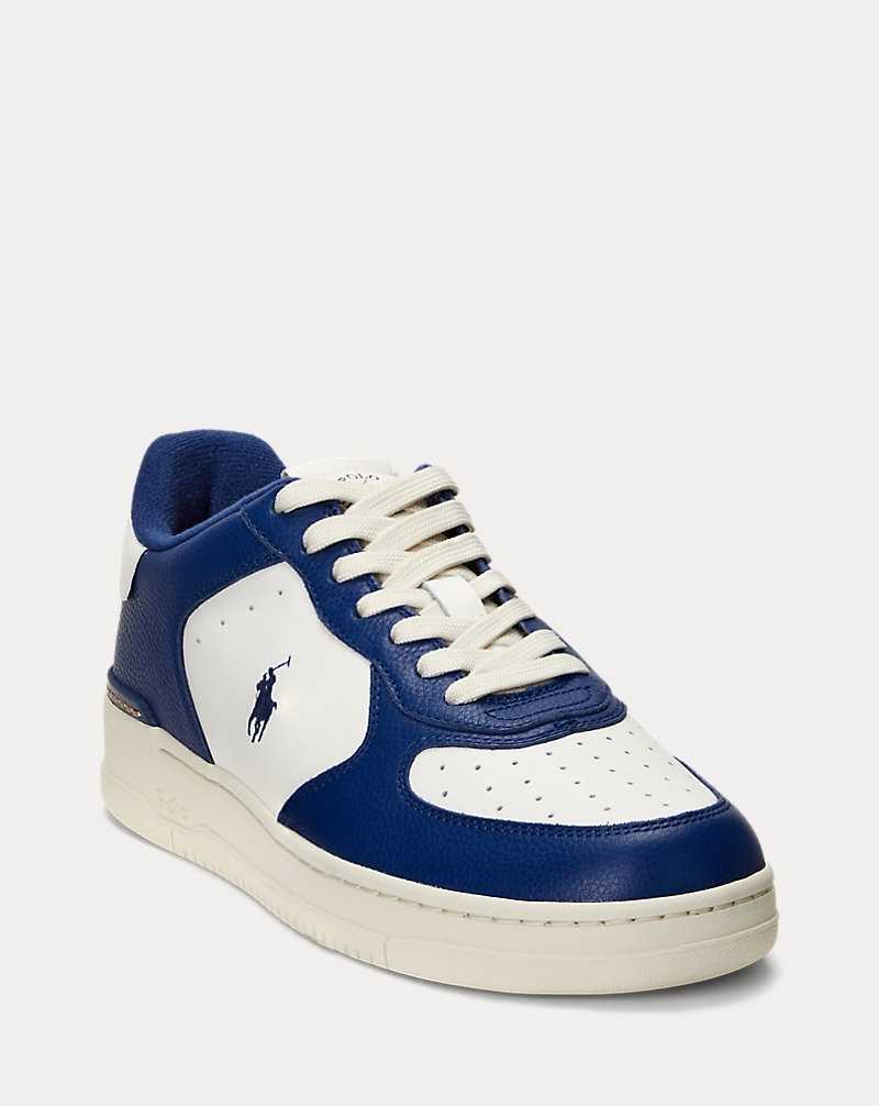 Tenis Ralph Lauren Masters Court Leather Mujer Cream/blue/red | HQZMDCE-61 - vista 2