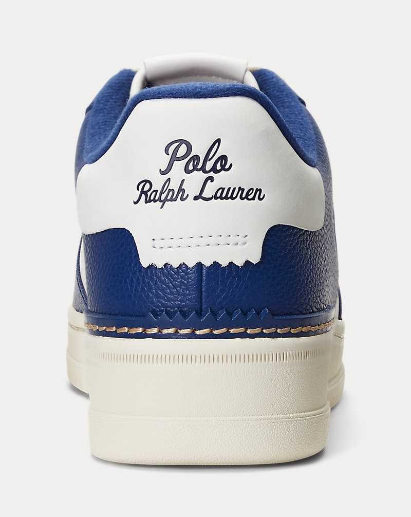 Tenis Ralph Lauren Masters Court Leather Mujer Cream/blue/red | HQZMDCE-61 - vista 3