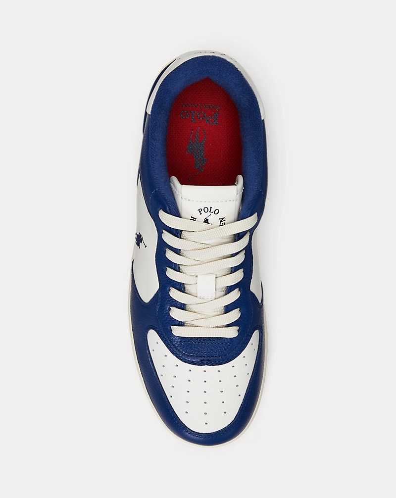 Tenis Ralph Lauren Masters Court Leather Mujer Cream/blue/red | HQZMDCE-61 - vista 4