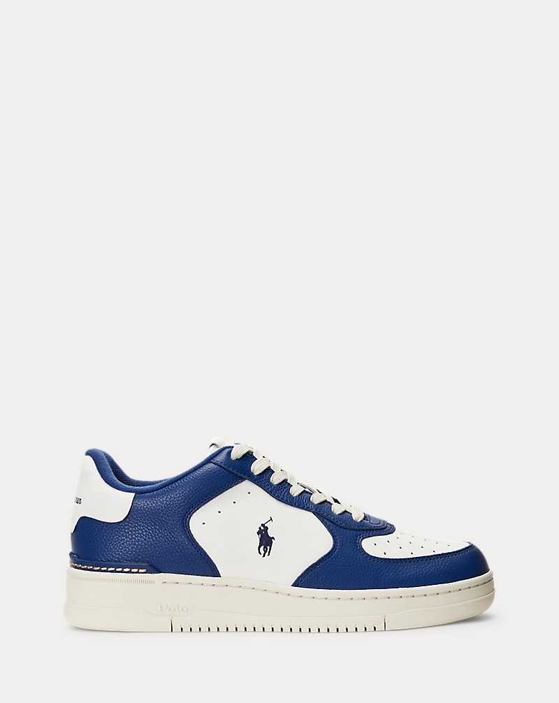 Tenis Ralph Lauren Masters Court Leather Mujer Cream/blue/red | HQZMDCE-61 - vista 1