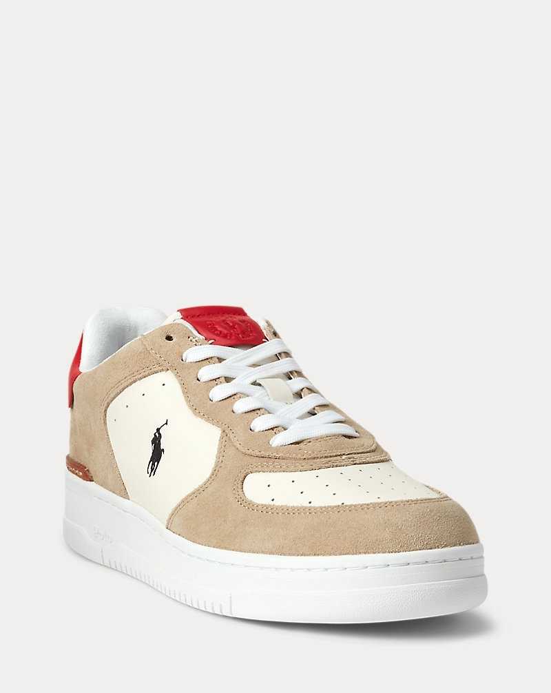 Tenis Ralph Lauren Masters Court Leather-Suede Hombre Milkshake/Black/Red | XDMECQA-86 - vista 2