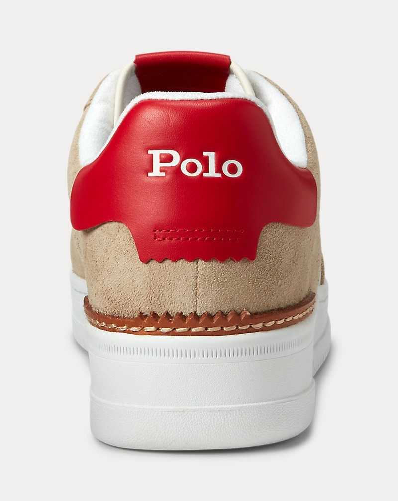 Tenis Ralph Lauren Masters Court Leather-Suede Hombre Milkshake/Black/Red | XDMECQA-86 - vista 3