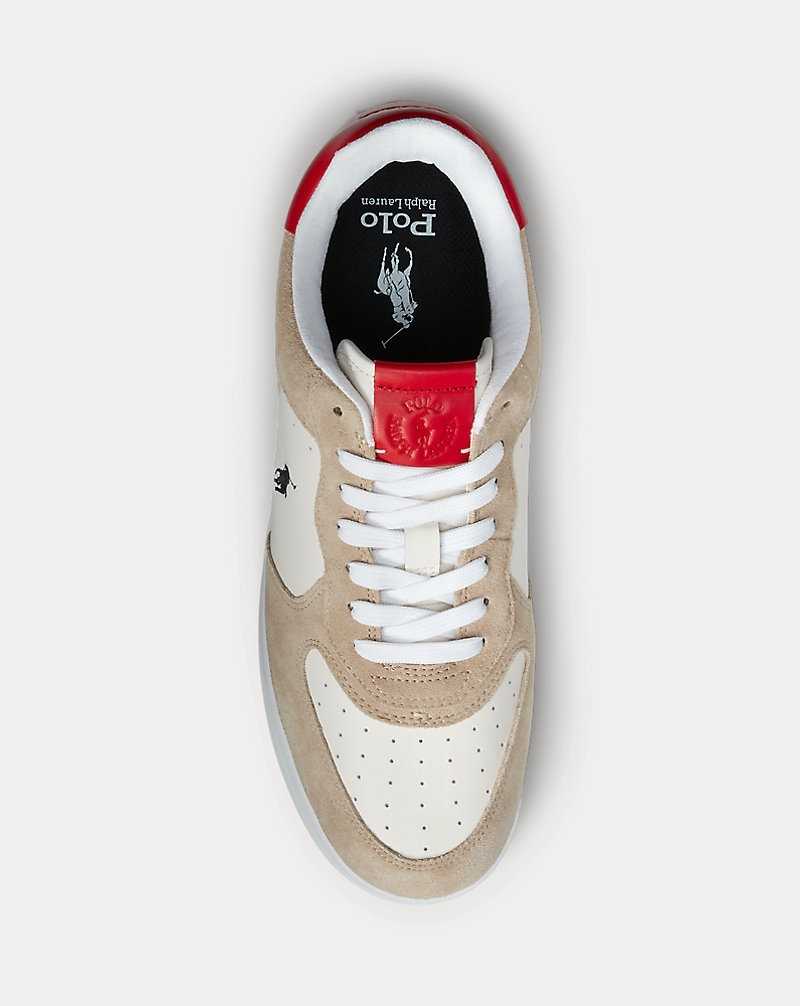 Tenis Ralph Lauren Masters Court Leather-Suede Hombre Milkshake/Black/Red | XDMECQA-86 - vista 4