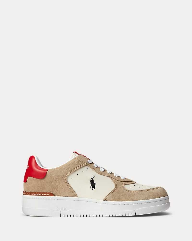 Tenis Ralph Lauren Masters Court Leather-Suede Hombre Milkshake/Black/Red | XDMECQA-86 - vista 1