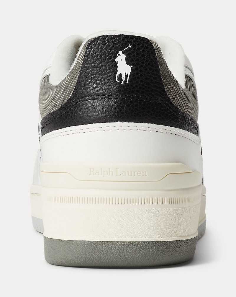 Tenis Ralph Lauren Masters Sport Leather Hombre White/grey/black | NJCWOBY-64 - vista 3
