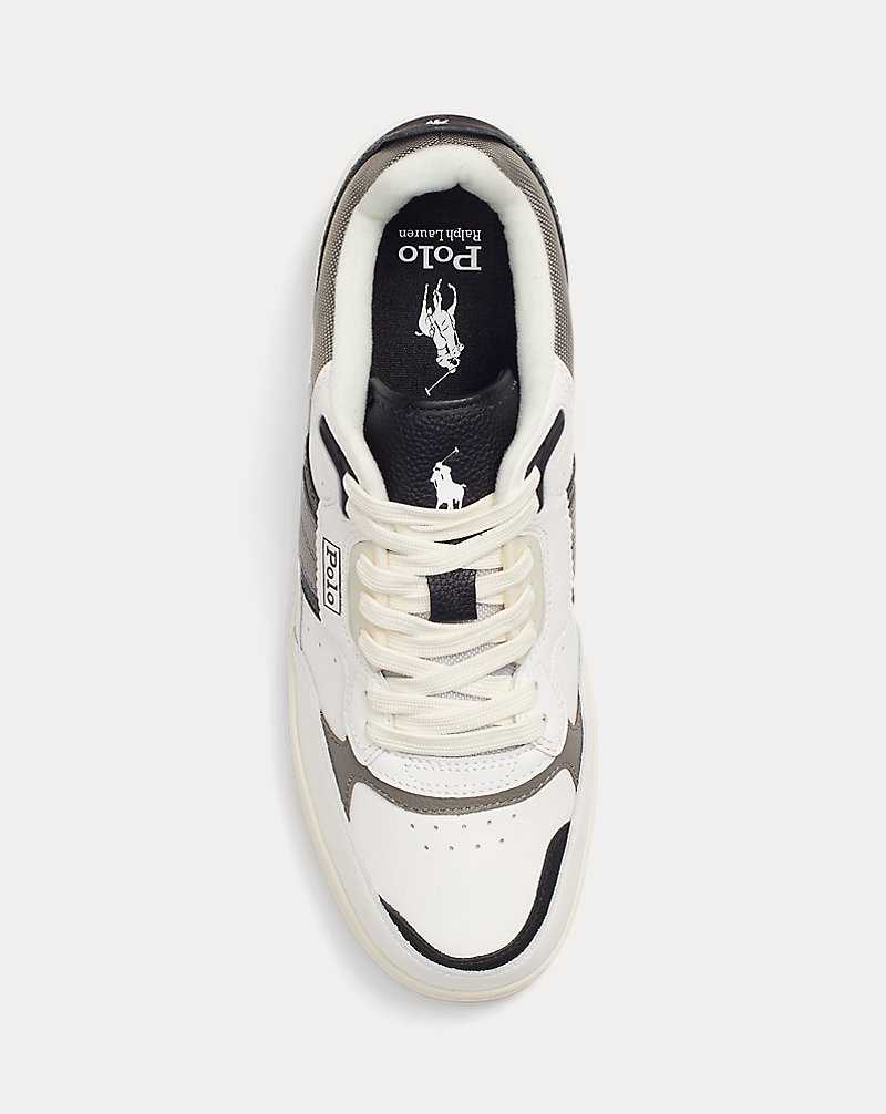 Tenis Ralph Lauren Masters Sport Leather Hombre White/grey/black | NJCWOBY-64 - vista 4