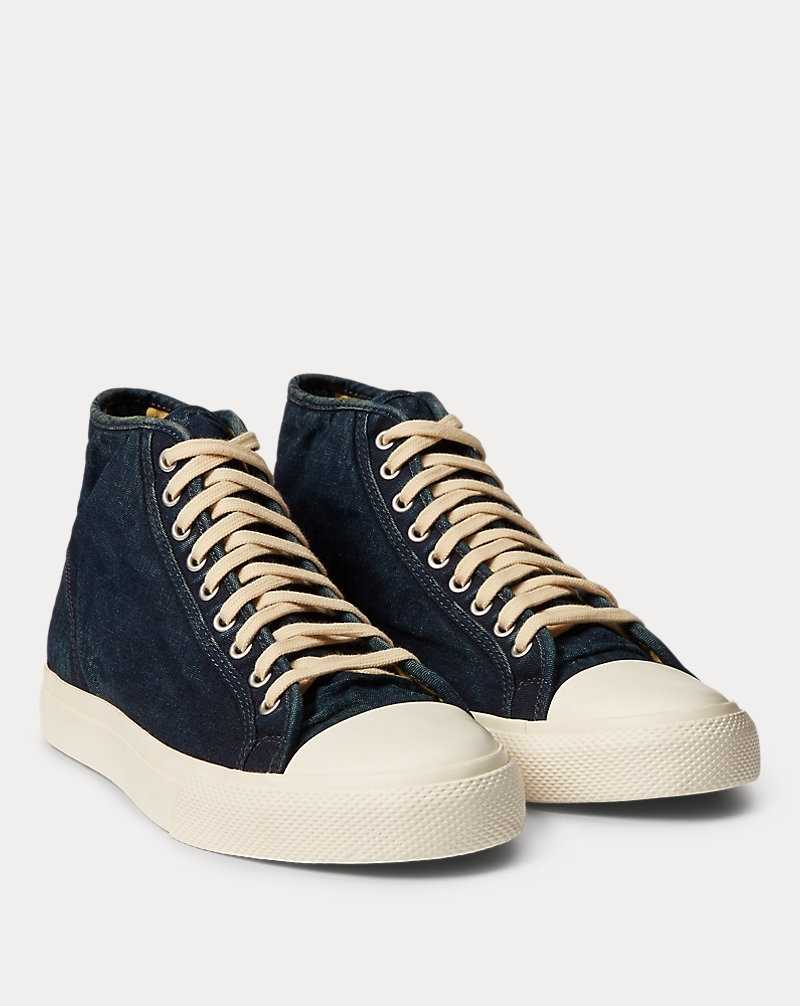 Tenis Ralph Lauren Mayport Indigo Canvas Hombre Azules | GNRVUPS-07 - vista 2