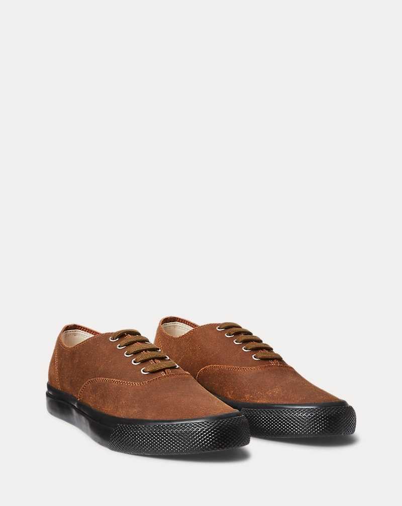 Tenis Ralph Lauren Roughout Suede Hombre Marrom | ROVGSFZ-58 - vista 2
