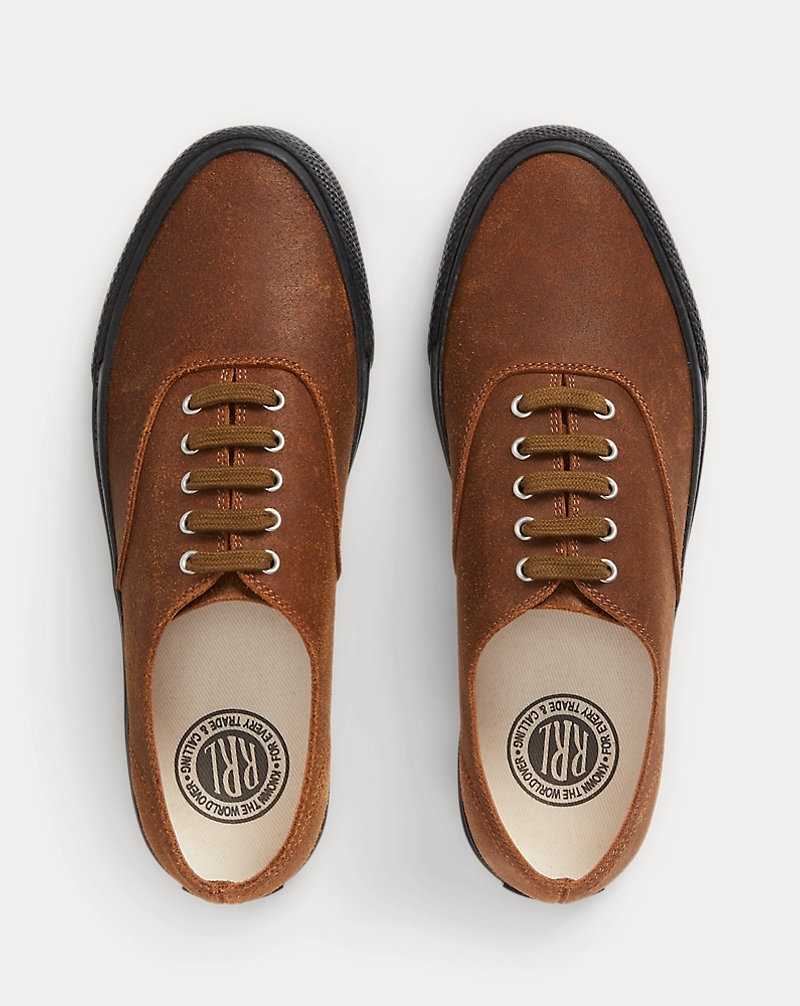 Tenis Ralph Lauren Roughout Suede Hombre Marrom | ROVGSFZ-58 - vista 3