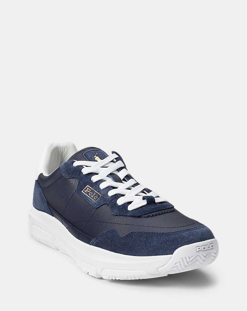 Tenis Ralph Lauren Spa Racer 100 Leather-Suede Mujer Navy/White | DFTXRGP-39 - vista 2