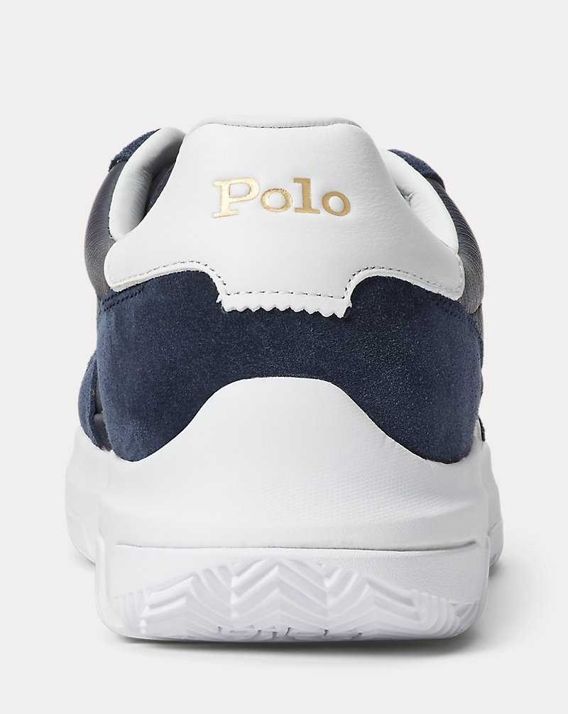 Tenis Ralph Lauren Spa Racer 100 Leather-Suede Mujer Navy/White | DFTXRGP-39 - vista 3