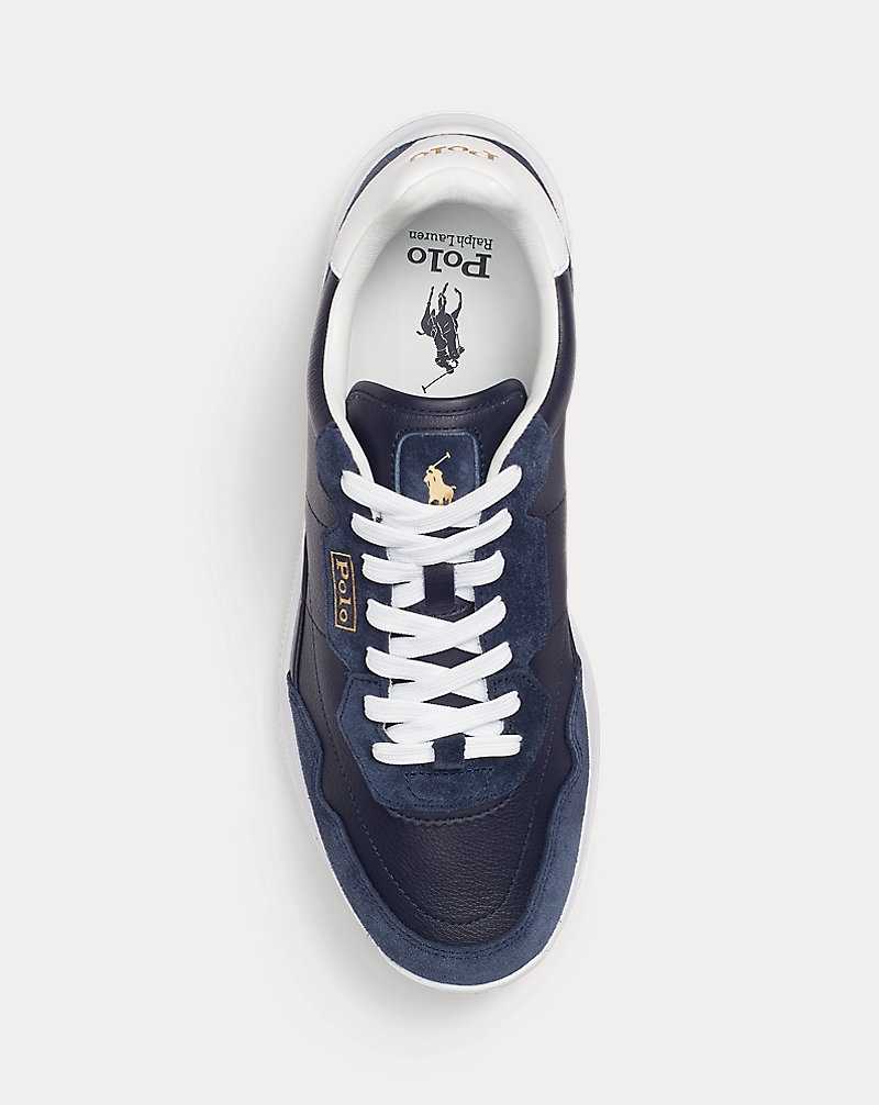 Tenis Ralph Lauren Spa Racer 100 Leather-Suede Mujer Navy/White | DFTXRGP-39 - vista 4
