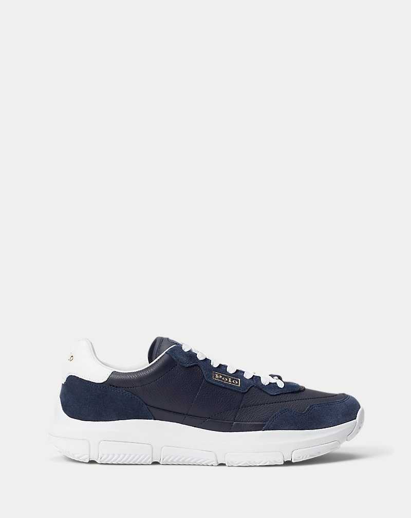 Tenis Ralph Lauren Spa Racer 100 Leather-Suede Mujer Navy/White | DFTXRGP-39 - vista 1