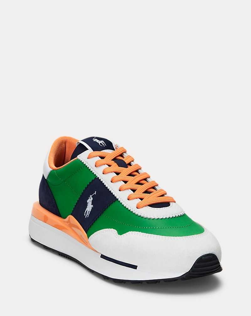 Tenis Ralph Lauren Train 89 Suede-Panelled Hombre Navy/green/orange | ULCGAOB-69 - vista 2