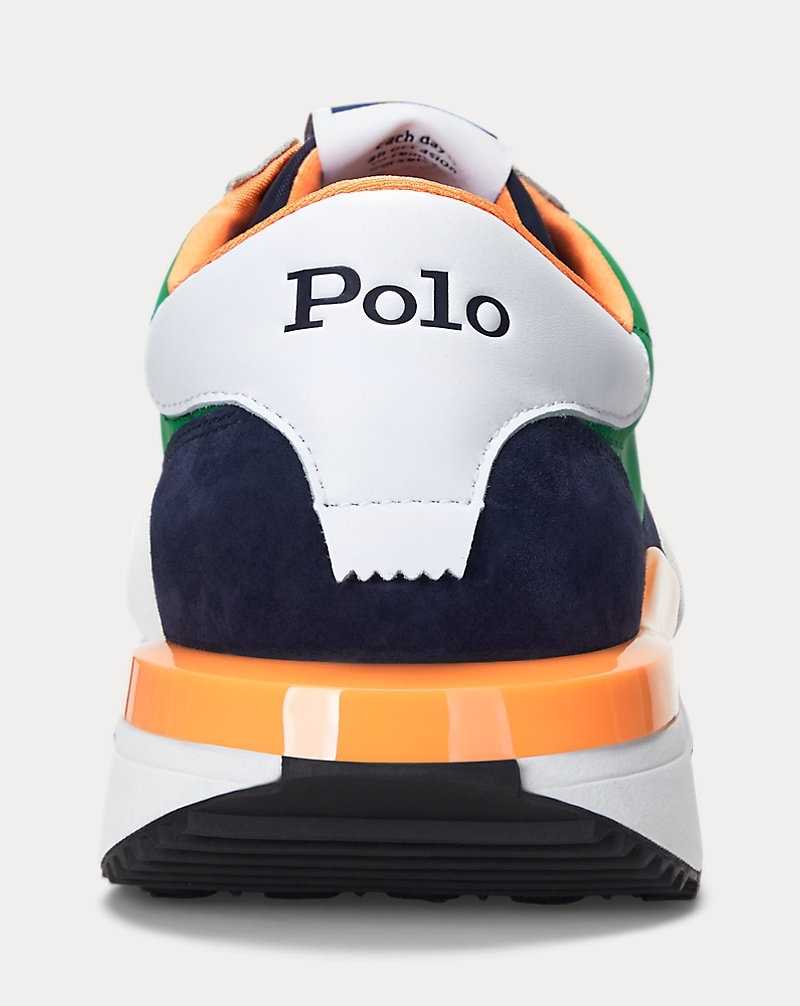 Tenis Ralph Lauren Train 89 Suede-Panelled Hombre Navy/green/orange | ULCGAOB-69 - vista 3