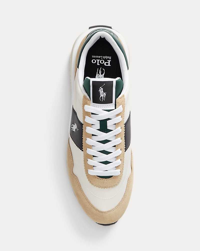 Tenis Ralph Lauren Train 89 Suede-Panelled Hombre Bone/black/green | WOSLBNF-47 - vista 4