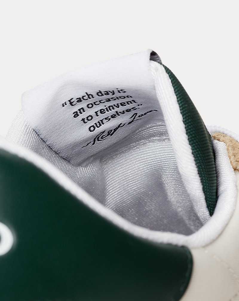 Tenis Ralph Lauren Train 89 Suede-Panelled Hombre Bone/black/green | WOSLBNF-47 - vista 5