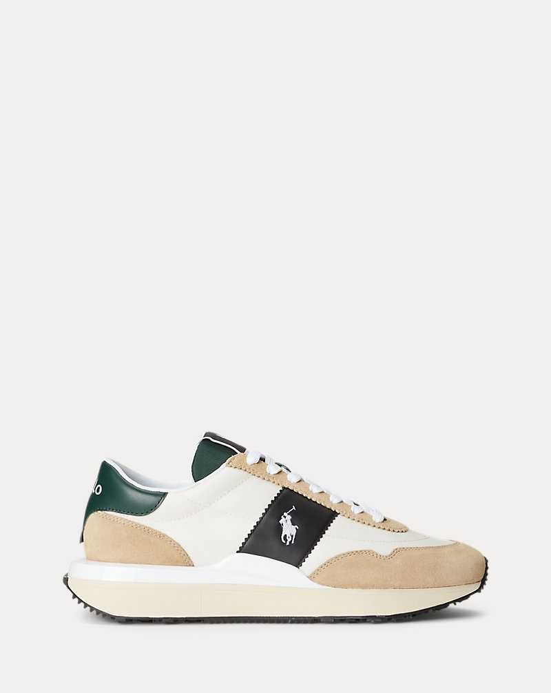 Tenis Ralph Lauren Train 89 Suede-Panelled Hombre Bone/black/green | WOSLBNF-47 - vista 1