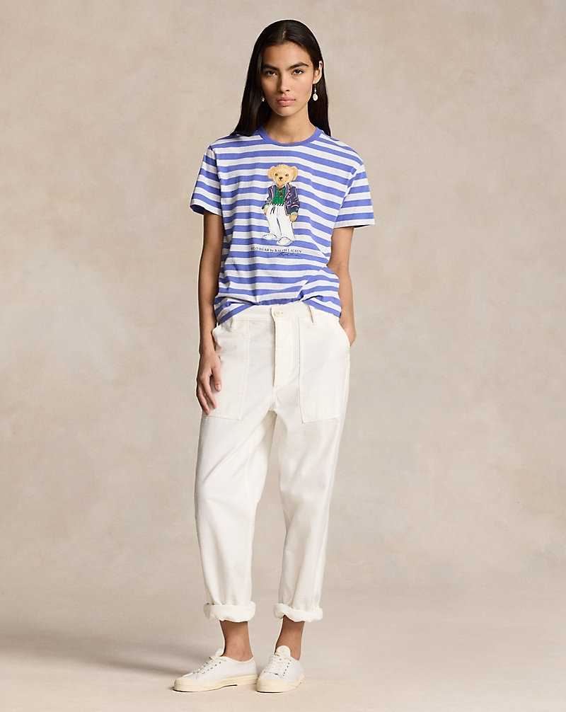 Tops Ralph Lauren Bear Striped Cotton Tee Mujer Rayas | GFMUEVA-67 - vista 3