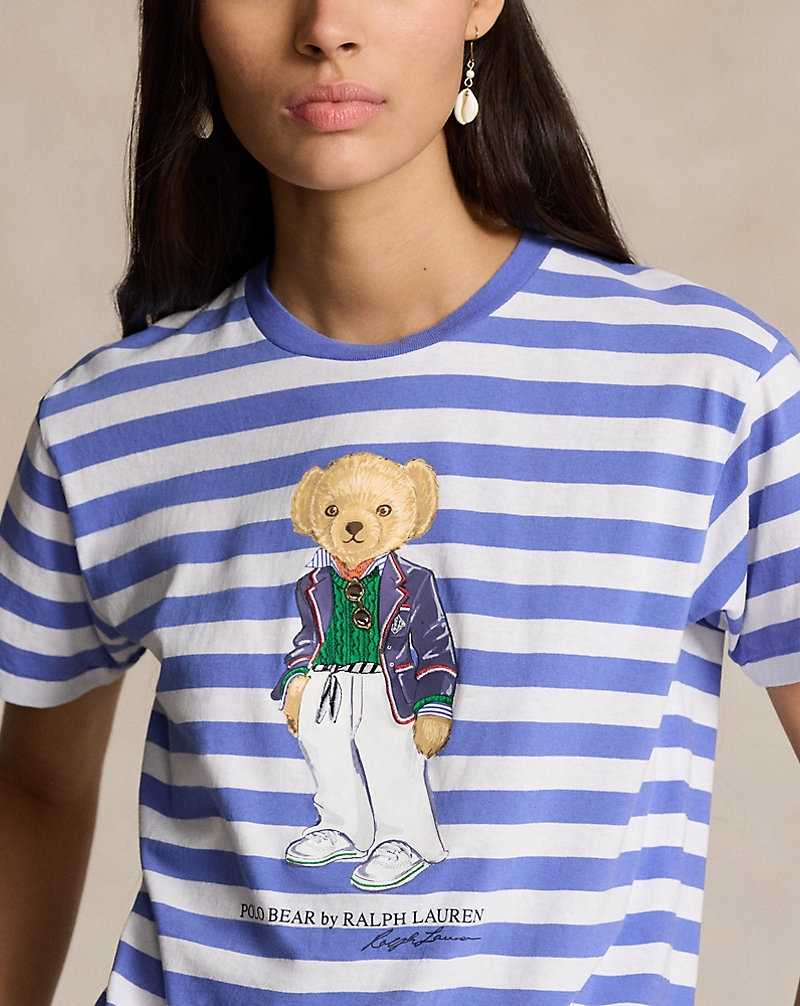 Tops Ralph Lauren Bear Striped Cotton Tee Mujer Rayas | GFMUEVA-67 - vista 5