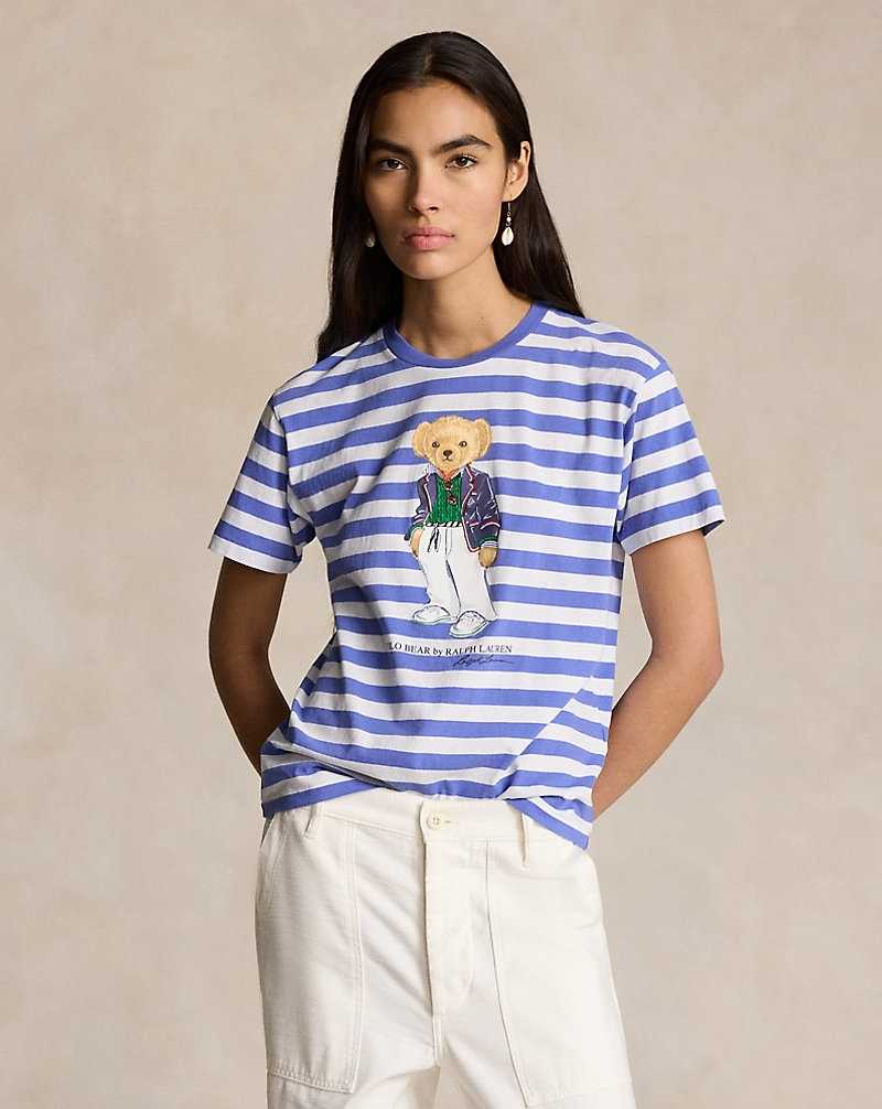 Tops Ralph Lauren Bear Striped Cotton Tee Mujer Rayas | GFMUEVA-67 - vista 1