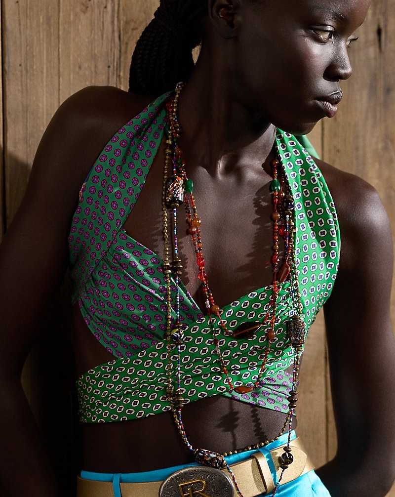 Tops Ralph Lauren Cosetta Foulard Silk Twill Wrap Top Mujer Royal/Green Multi | BCUSEQR-03 - vista 5