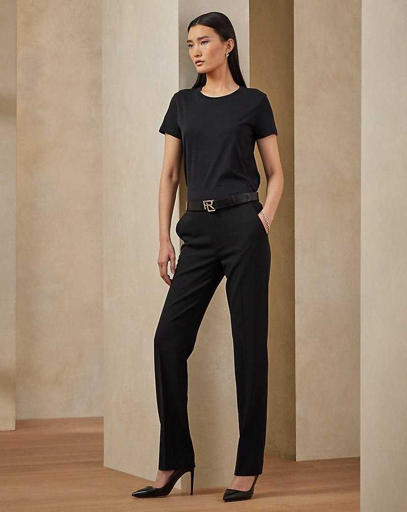 Tops Ralph Lauren Cotton Crewneck Tee Mujer Negros | PISUOKC-30 - vista 3