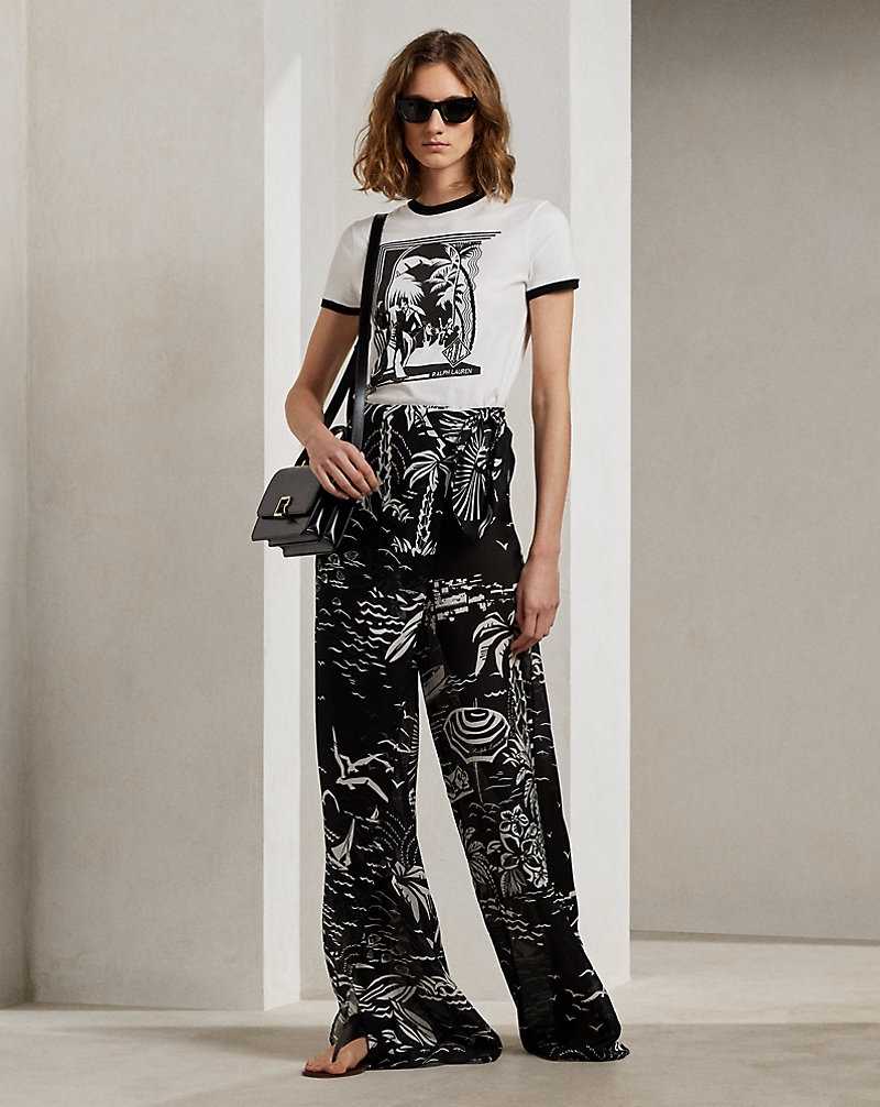 Tops Ralph Lauren Embellished Jazz Club Cotton Jersey Tee Mujer Black/White | SRKDIGM-71 - vista 3