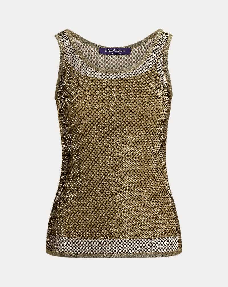 Tops Ralph Lauren Embellished Mesh Knit Top Mujer Dorados | GKVDNYT-25 - vista 2