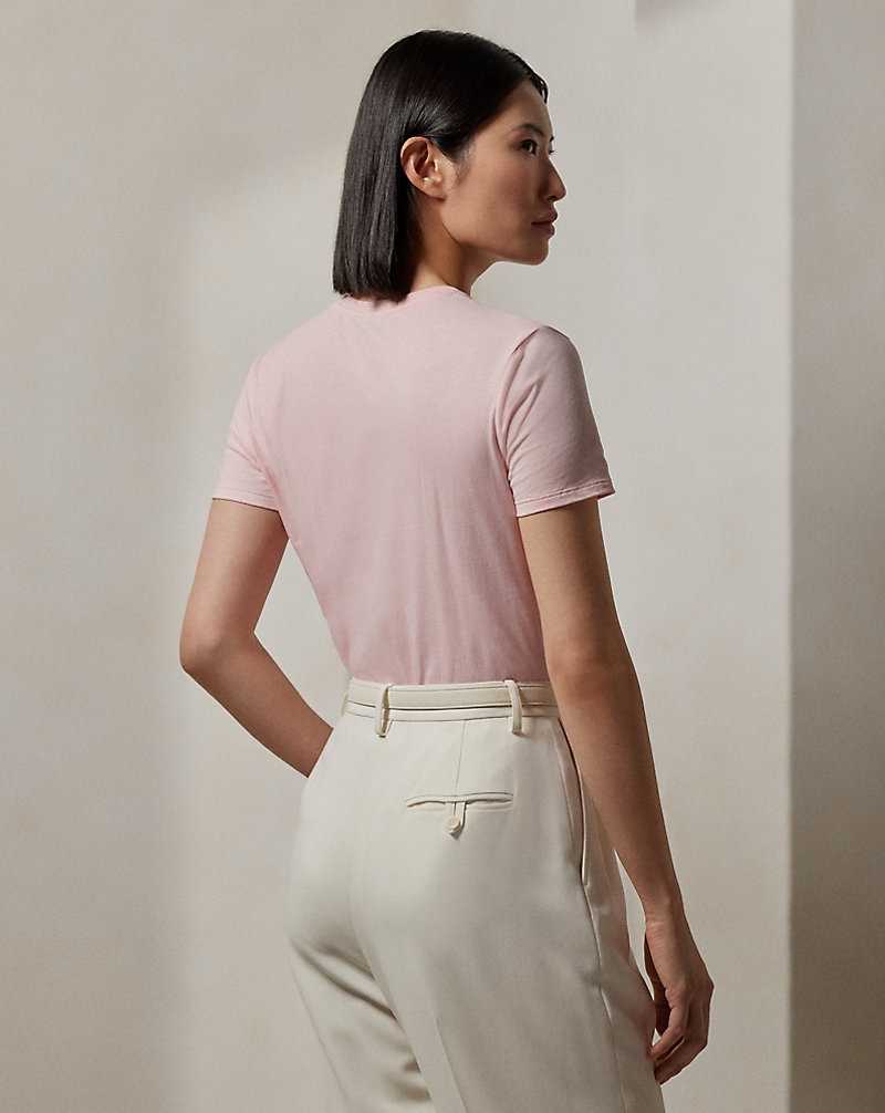 Tops Ralph Lauren Embellished RL Cotton Tee Mujer Rosas | YVREAOW-07 - vista 4