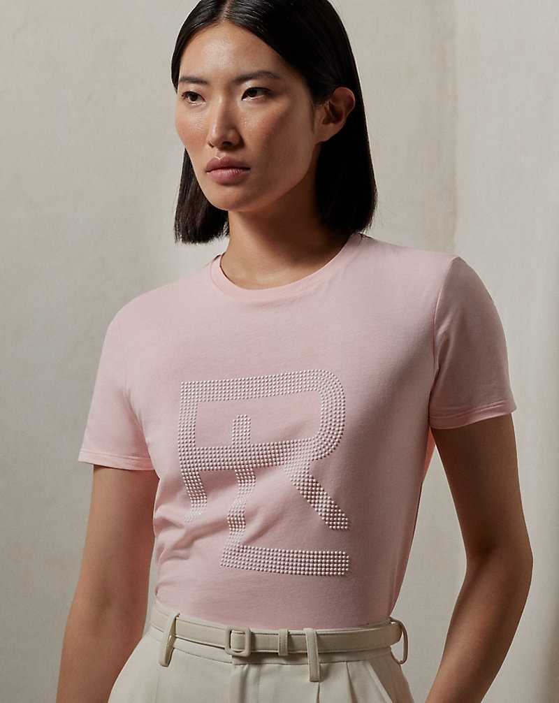 Tops Ralph Lauren Embellished RL Cotton Tee Mujer Rosas | YVREAOW-07 - vista 5