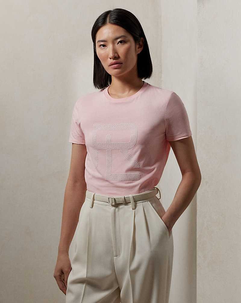 Tops Ralph Lauren Embellished RL Cotton Tee Mujer Rosas | YVREAOW-07 - vista 1