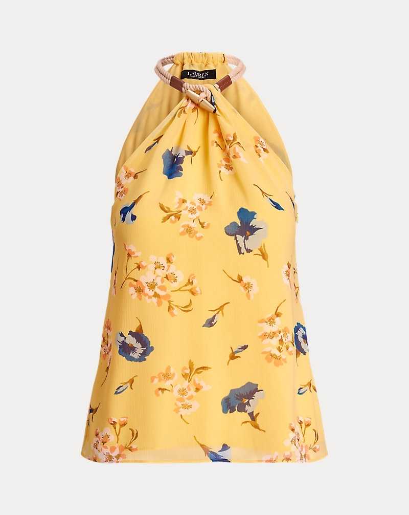 Tops Ralph Lauren Floral Crinkle Georgette Halter Top Mujer Amarillos | JNSFYOZ-25 - vista 2
