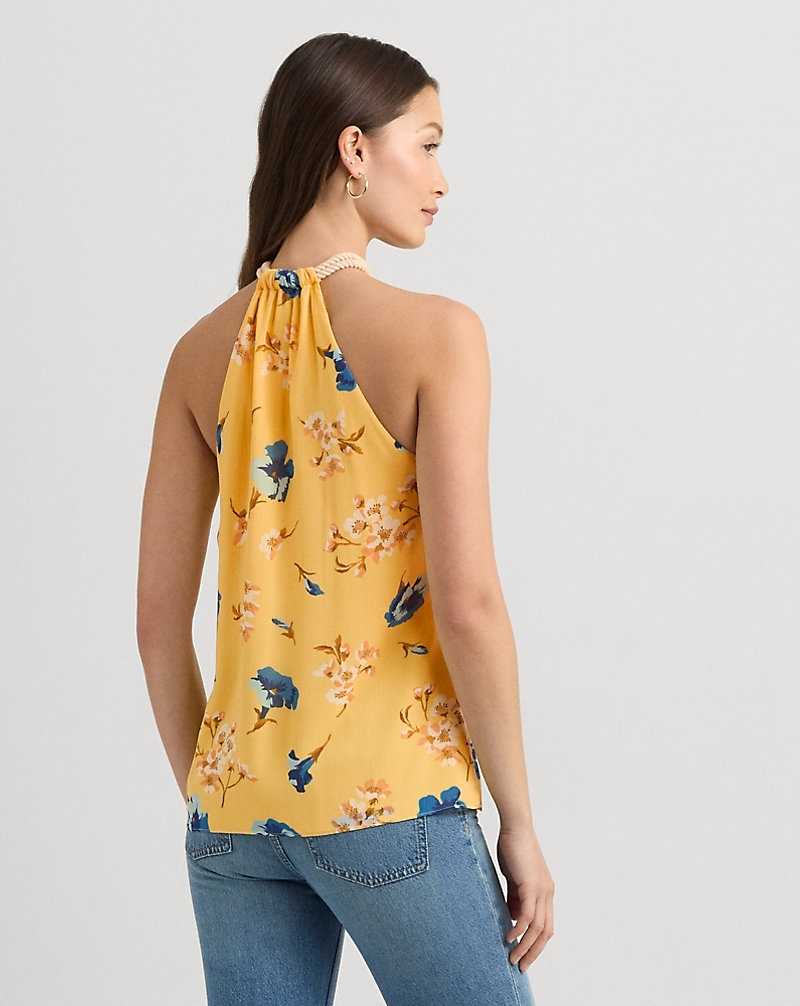 Tops Ralph Lauren Floral Crinkle Georgette Halter Top Mujer Amarillos | JNSFYOZ-25 - vista 4