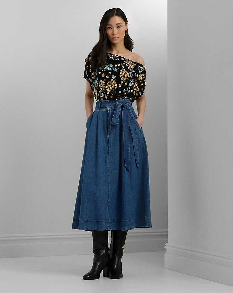 Tops Ralph Lauren Floral Jersey Off-the-Shoulder Top Mujer Negros | ETDSWJV-52 - vista 3