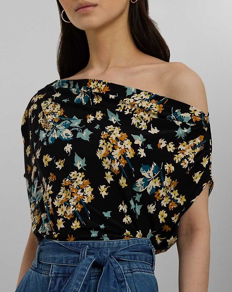 Tops Ralph Lauren Floral Jersey Off-the-Shoulder Top Mujer Negros | ETDSWJV-52 - vista 5