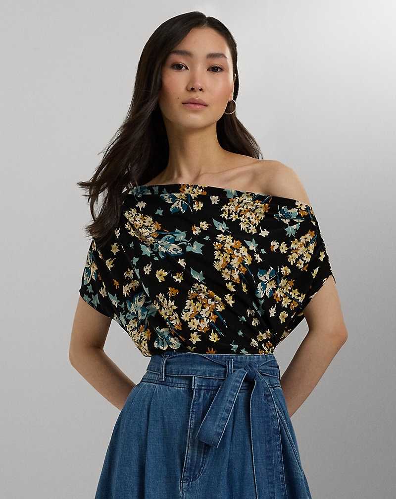 Tops Ralph Lauren Floral Jersey Off-the-Shoulder Top Mujer Negros | ETDSWJV-52 - vista 1