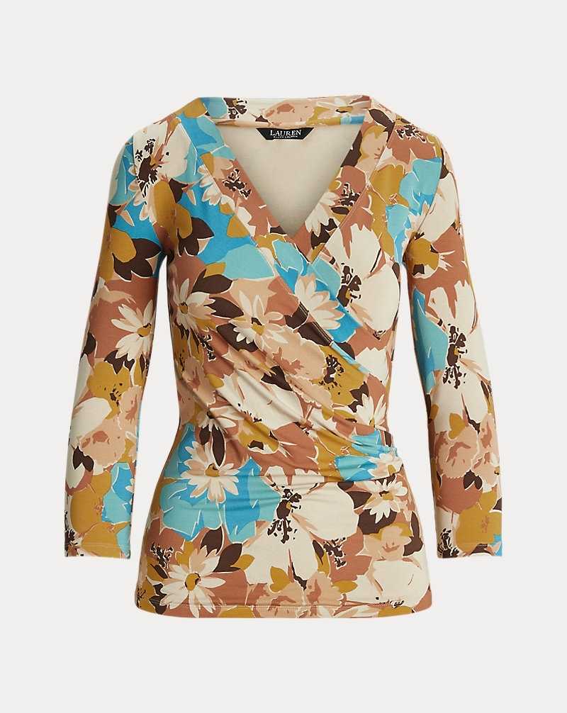 Tops Ralph Lauren Floral Jersey Surplice Top Mujer Creme | ICDTPVL-14 - vista 2