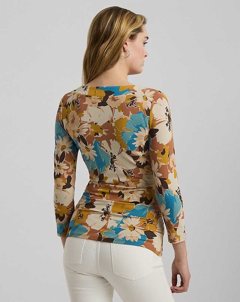 Tops Ralph Lauren Floral Jersey Surplice Top Mujer Creme | ICDTPVL-14 - vista 4