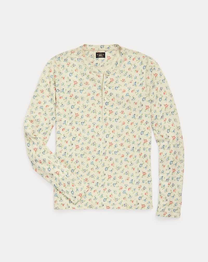 Tops Ralph Lauren Floral Linen-Cotton Jersey Henley Mujer Cream/Multi | CSGQRDP-91 - vista 1