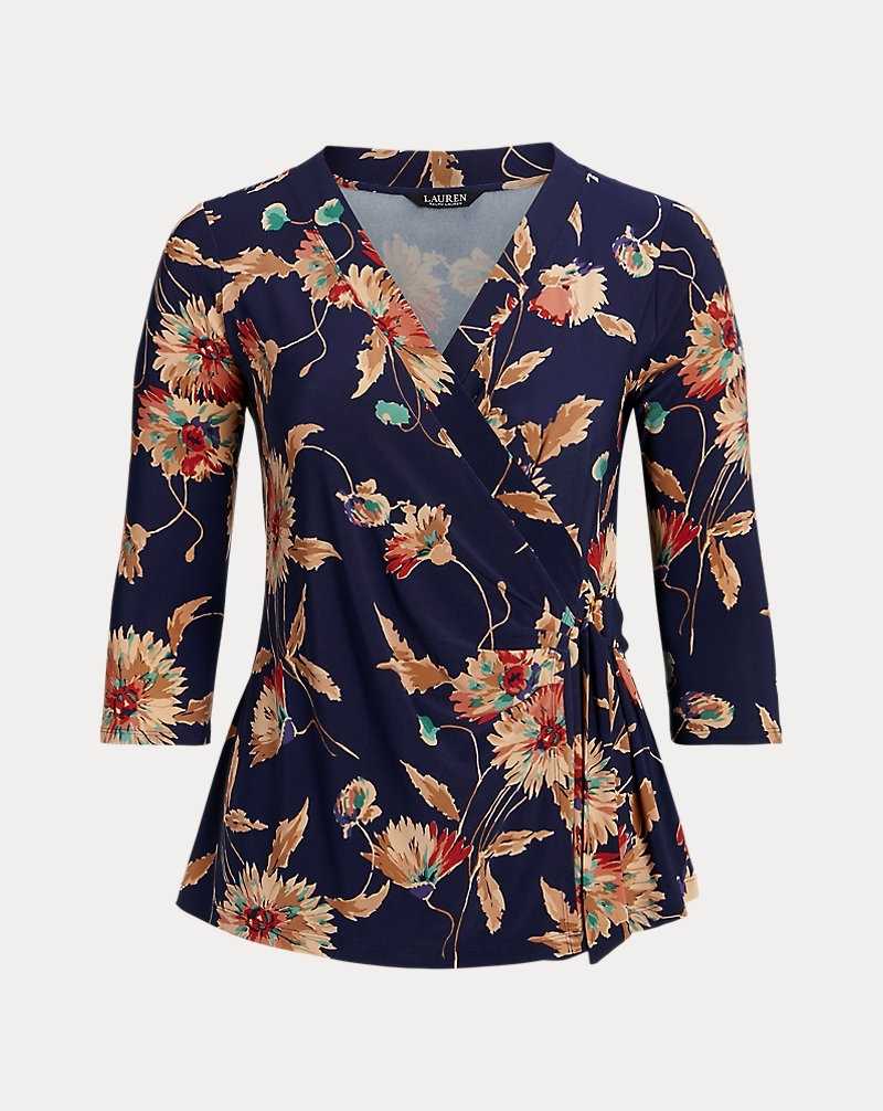 Tops Ralph Lauren Floral Stretch Jersey Top Mujer Navy/Tan/Multi | PMOZBEY-06 - vista 2